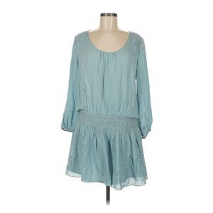 Joie Women's Pale Blue Silk Drop Waist Bohemian Knee Length Dress M